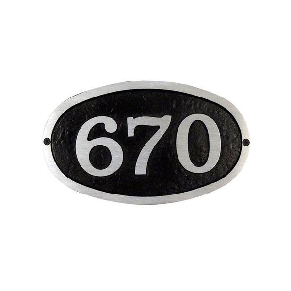 Special Lite Products Special Lite Products SAP-4330-100-BLK Modern Horizontal Cast Aluminum Address Plaque with Brushed Aluminum Numbers - Bold Italic Font; Black SAP-4330-100-BLK